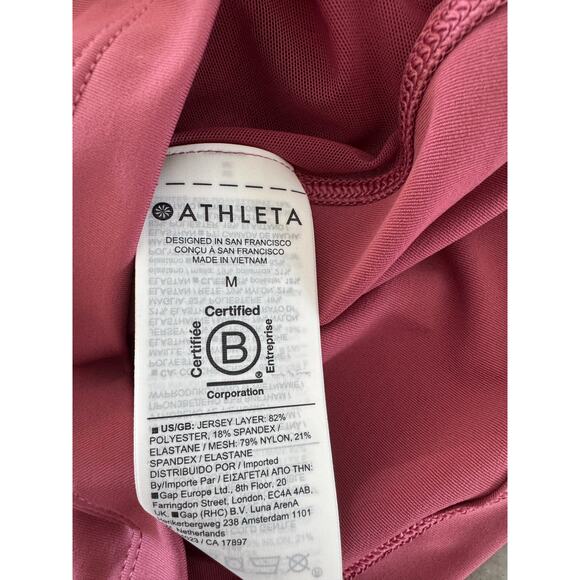 NWT Athleta Pacer Mesh Athletic Long Sleeve Cropped Top Medium "Berry Rose" - Picture 9 of 12